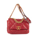 Bolso de Hombro Clásico 19 Solapa Pequeña Piel de Becerro Borgoña