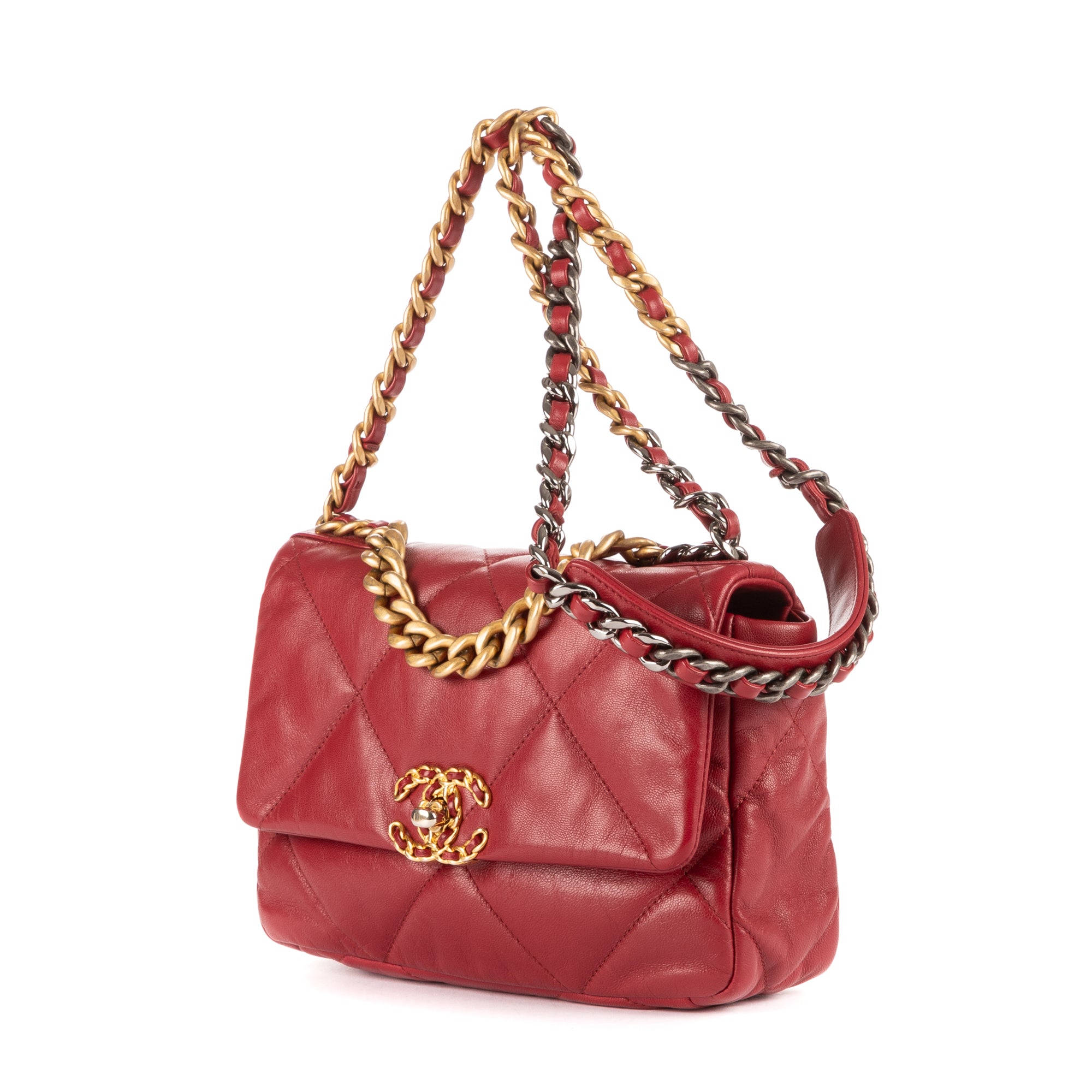 Shoulder Bag Classic 19 Flap Small Burgundy Calfskin leather