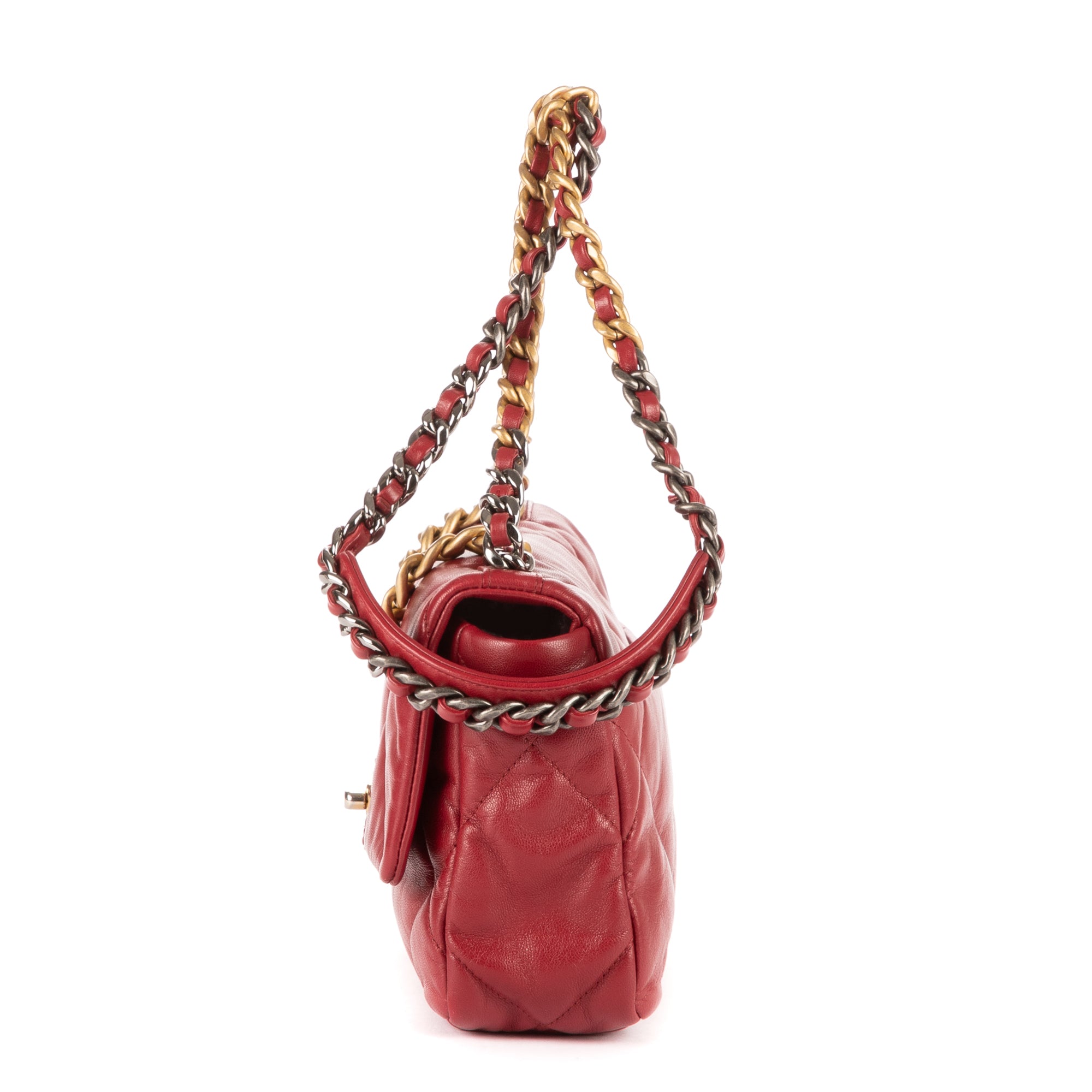 Shoulder Bag Classic 19 Flap Small Burgundy Calfskin leather