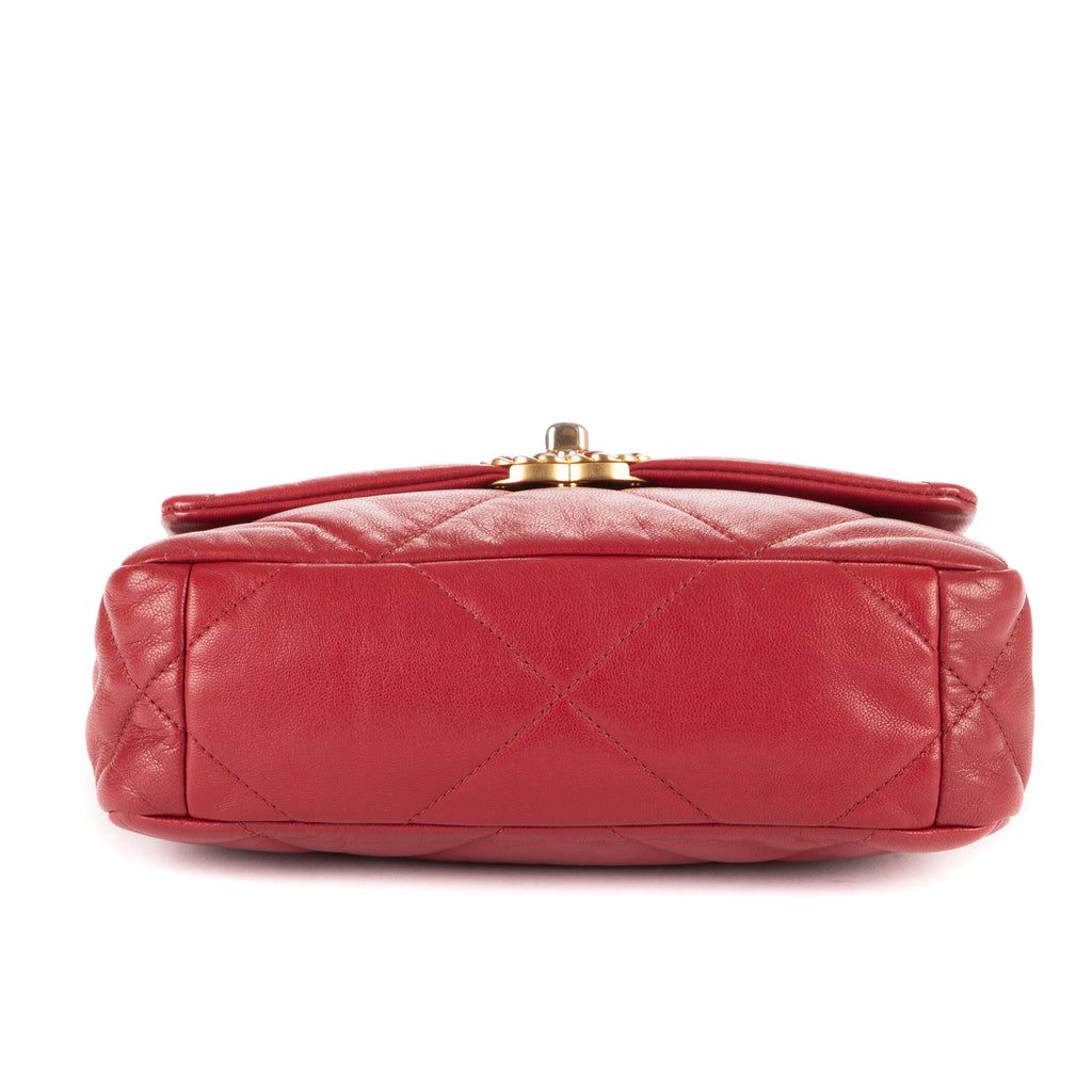Bolso de Hombro Clásico 19 Solapa Pequeña Piel de Becerro Borgoña