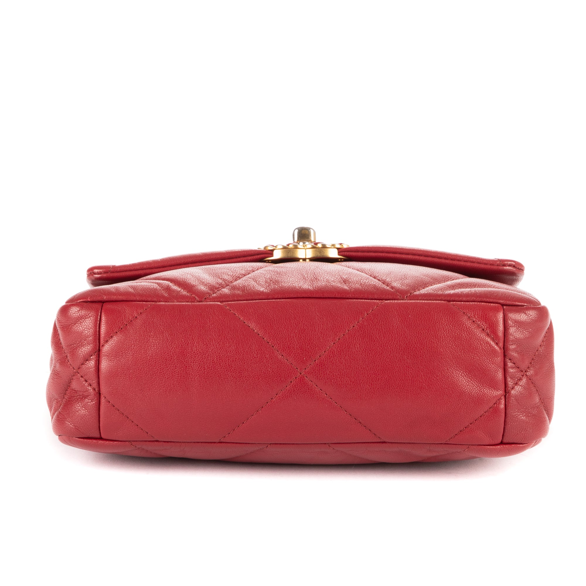 Bolso de Hombro Clásico 19 Solapa Pequeña Piel de Becerro Borgoña