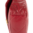 Bolso de Hombro Clásico 19 Solapa Pequeña Piel de Becerro Borgoña