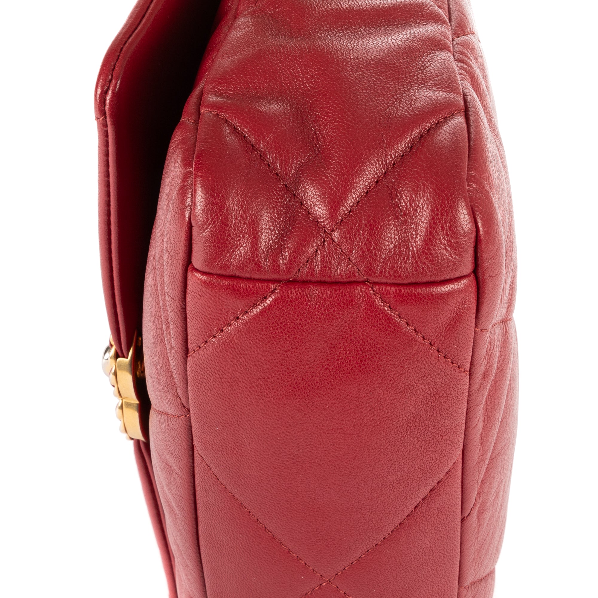 Bolso de Hombro Clásico 19 Solapa Pequeña Piel de Becerro Borgoña