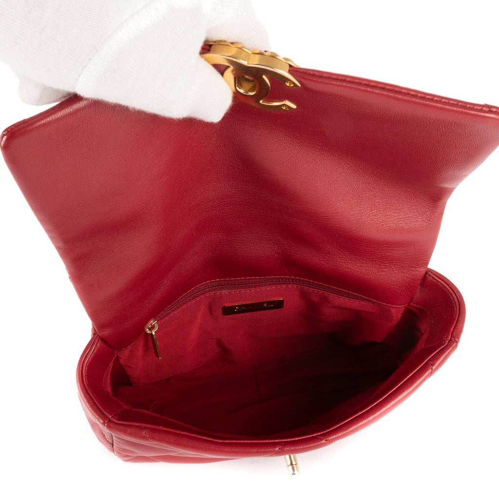 Bolso de Hombro Clásico 19 Solapa Pequeña Piel de Becerro Borgoña
