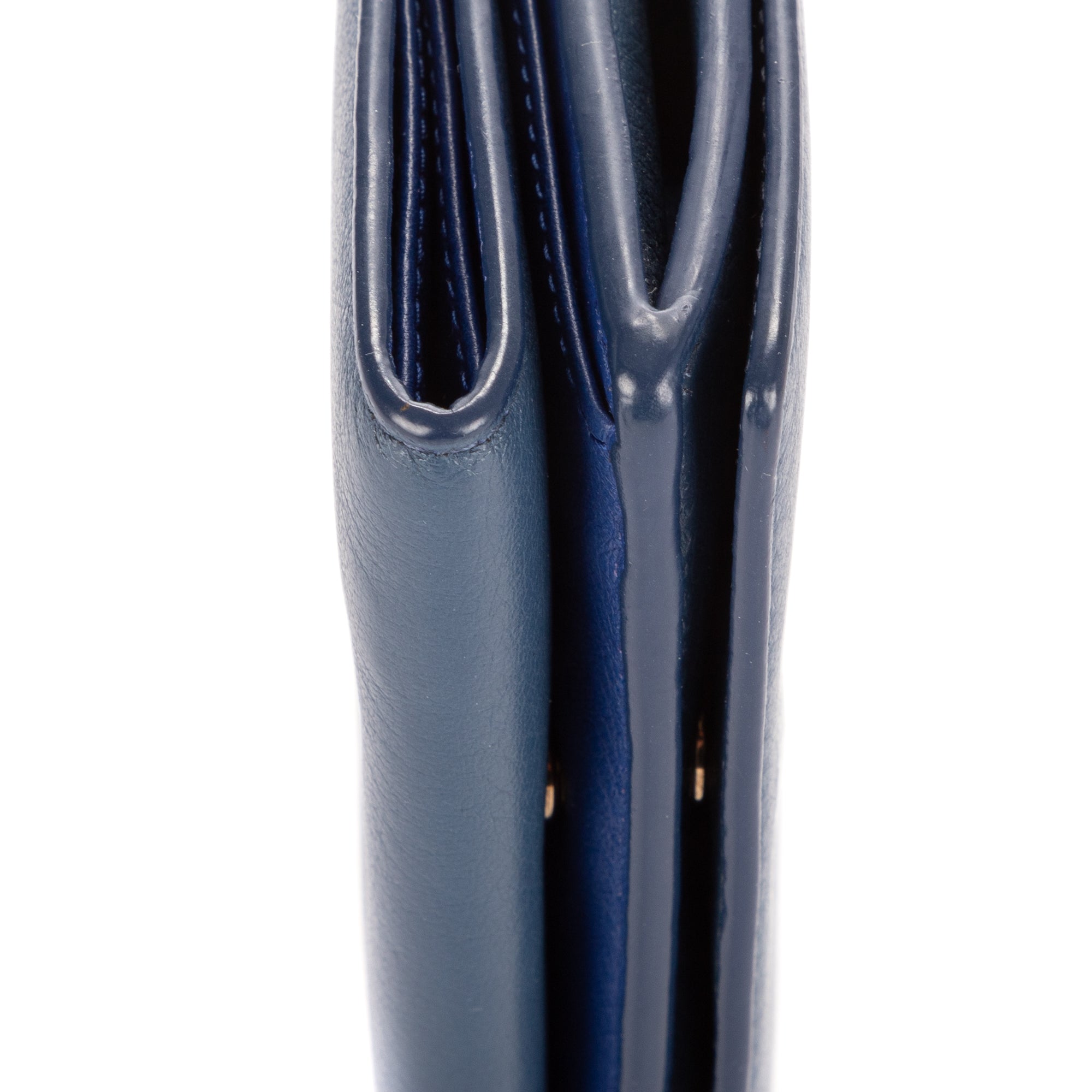 Wallet Cash Mini Wallet Navy Calfskin leather