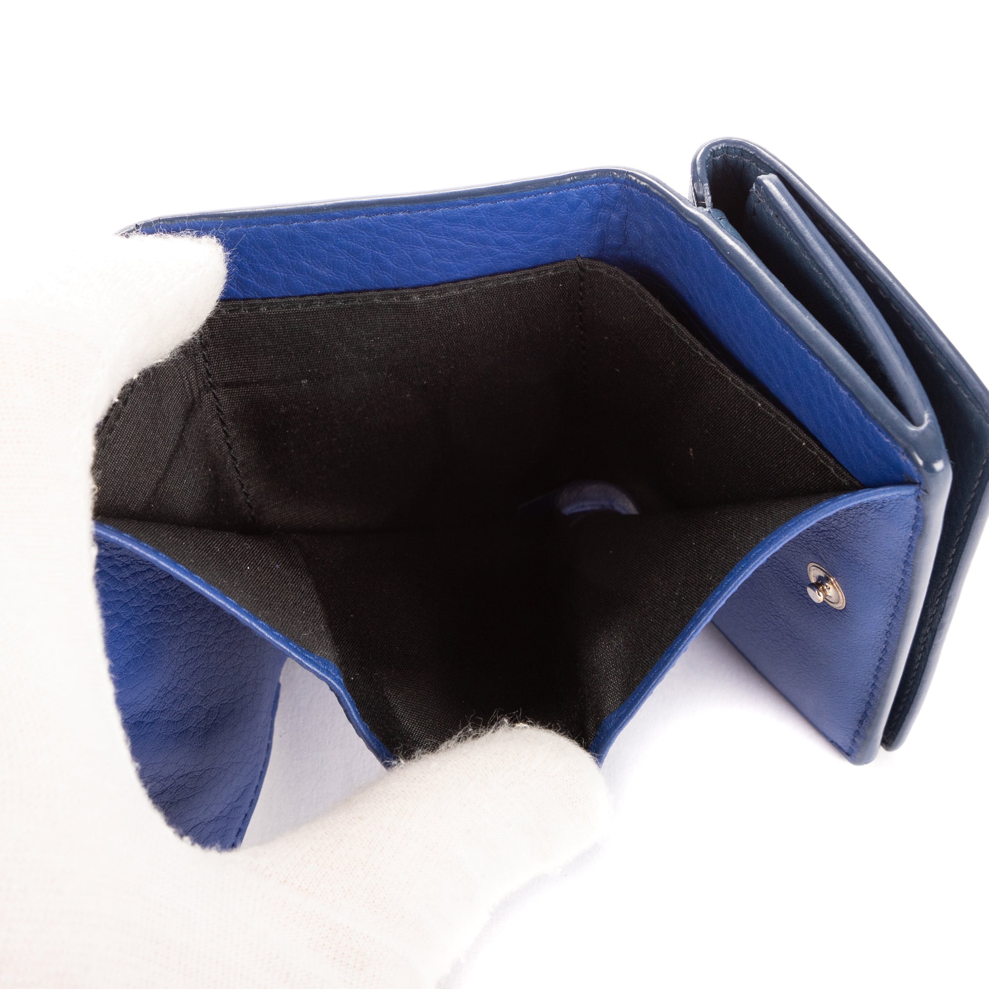 Wallet Cash Mini Wallet Navy Calfskin leather