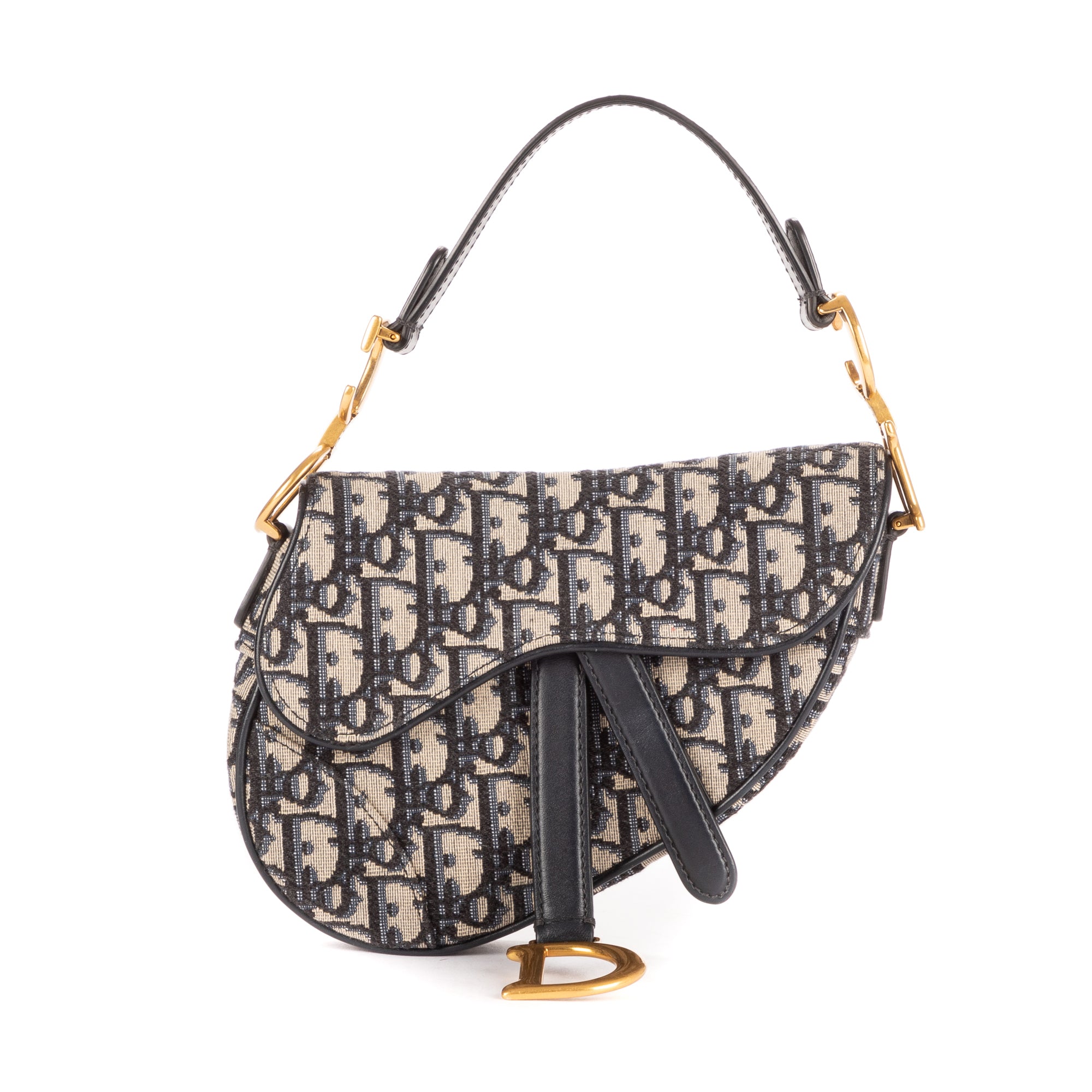 Shoulder Bag Saddle Pouch Navy Oblique