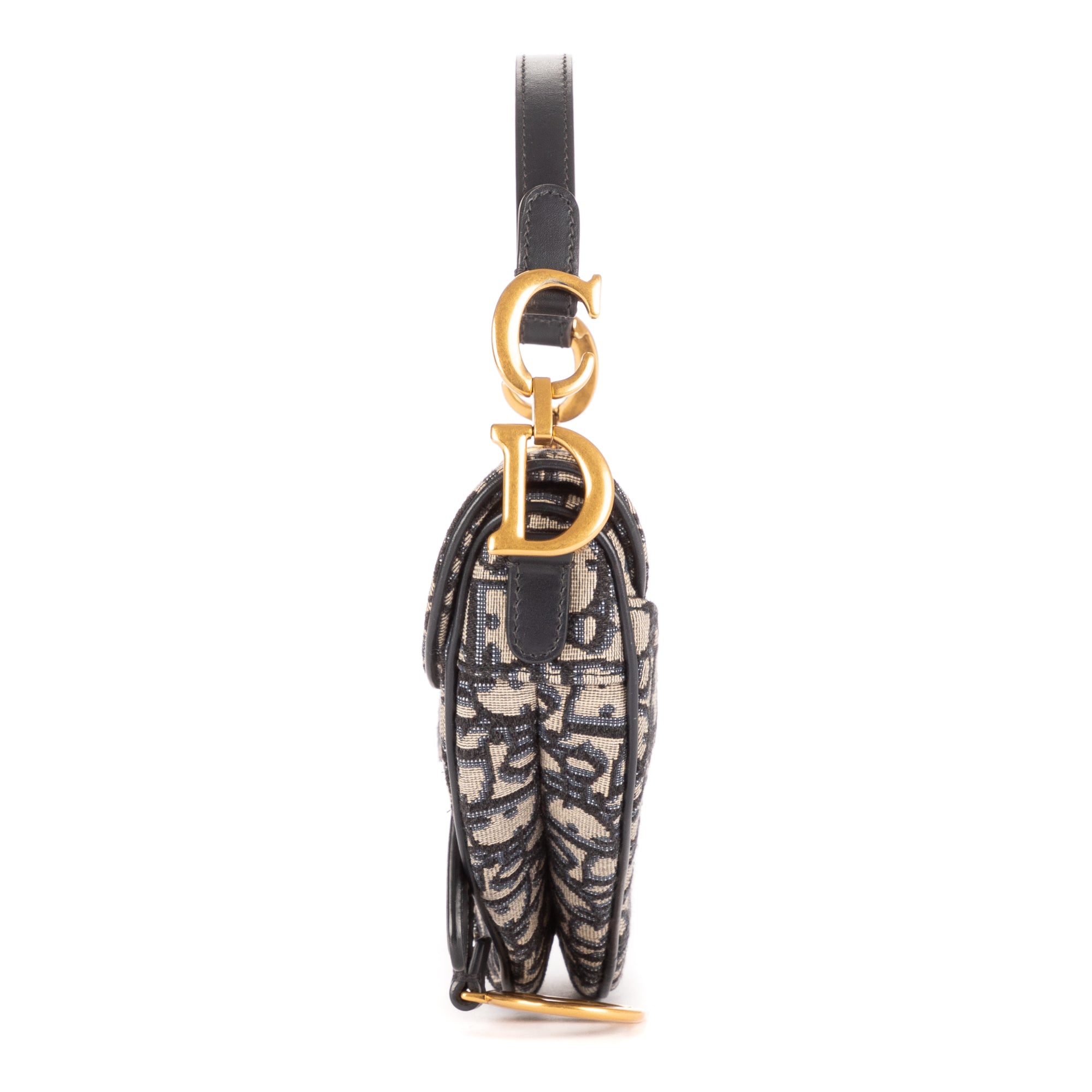 Shoulder Bag Saddle Pouch Navy Oblique