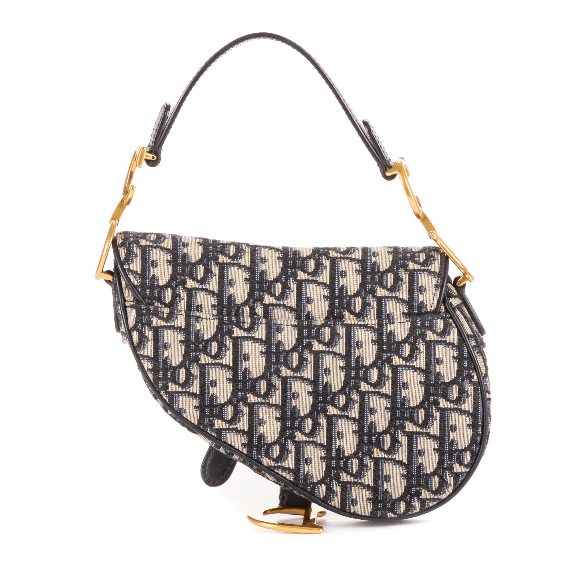 Shoulder Bag Saddle Pouch Navy Oblique