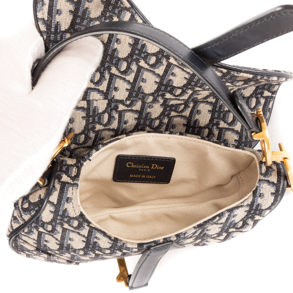 Sac bandoulière Saddle Pochette Toile Oblique Bleu marine
