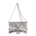 Bolso de hombro Hourglass, cartera con cadena, lentejuelas plateadas
