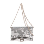 Bolso de hombro Hourglass, cartera con cadena, lentejuelas plateadas