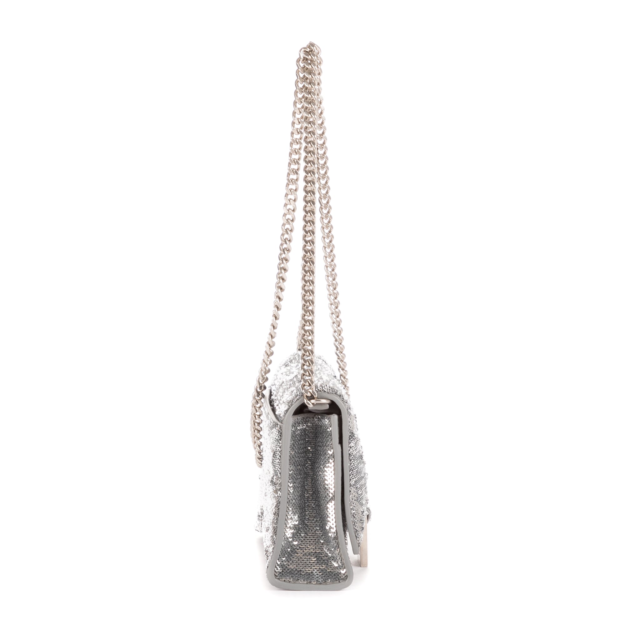 Shoulder Bag Hourglass Wallet on Chain Silver Sequins