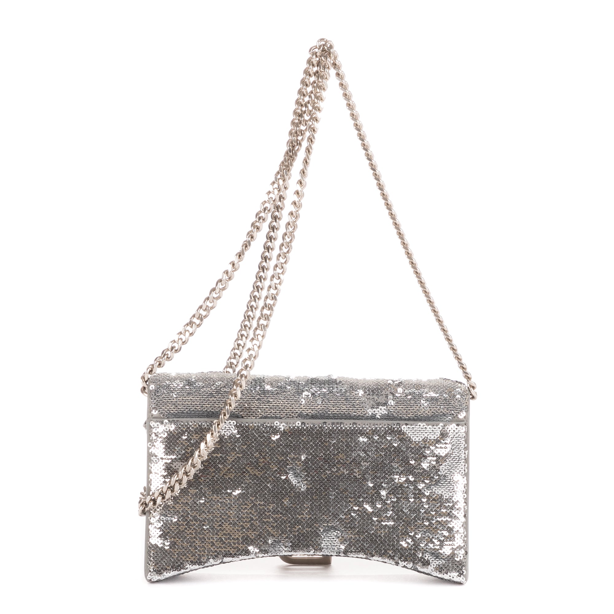 Shoulder Bag Hourglass Wallet on Chain Silver Sequins