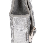 Bolso de hombro Hourglass, cartera con cadena, lentejuelas plateadas