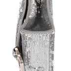 Bolso de hombro Hourglass, cartera con cadena, lentejuelas plateadas