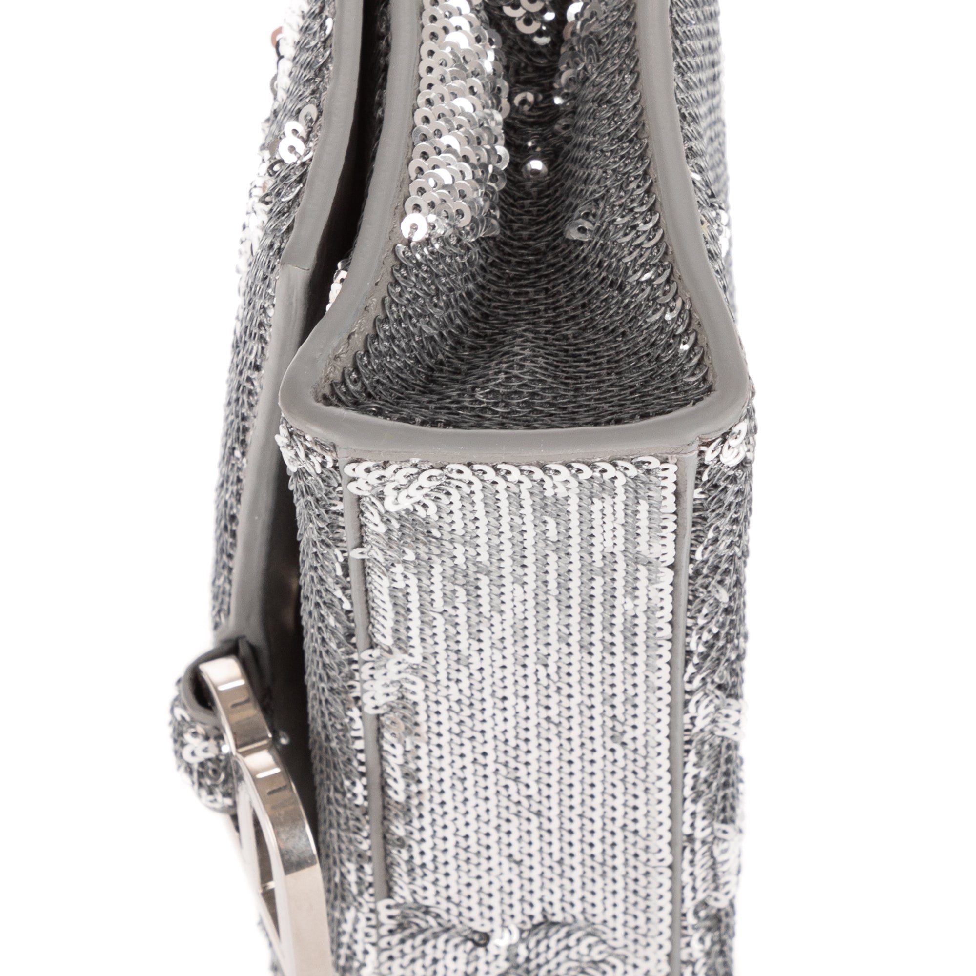Bolso de hombro Hourglass, cartera con cadena, lentejuelas plateadas