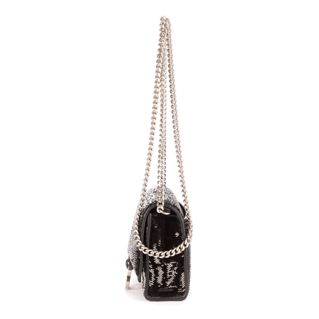 Sac porté épaule Hourglass Wallet on Chain sequins noir
