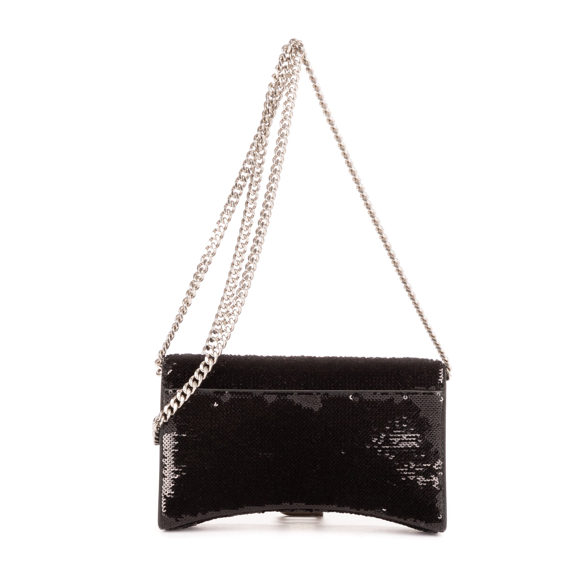 Shoulder Bag Hourglass Wallet on Chain Black Sequins