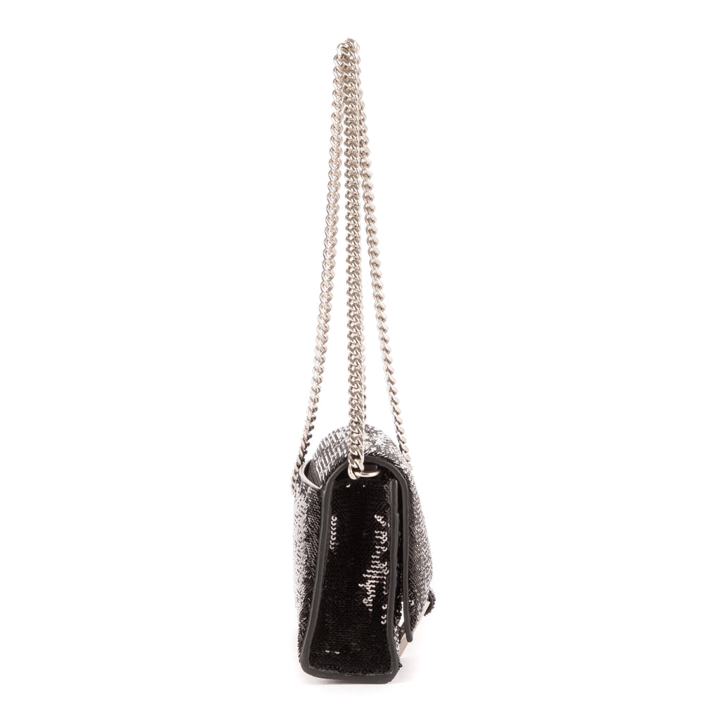 Sac porté épaule Hourglass Wallet on Chain sequins noir