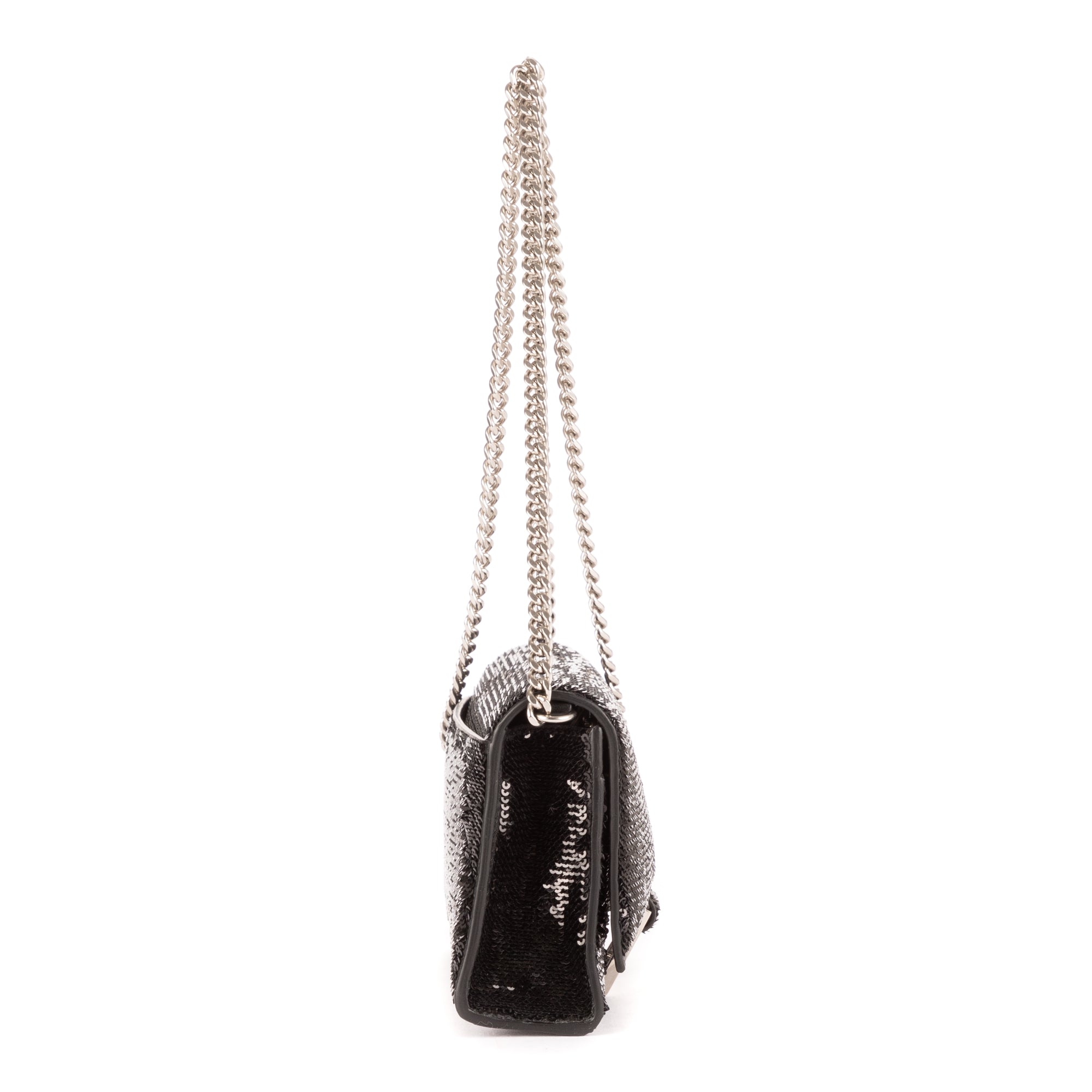 Shoulder Bag Hourglass Wallet on Chain Black Sequins