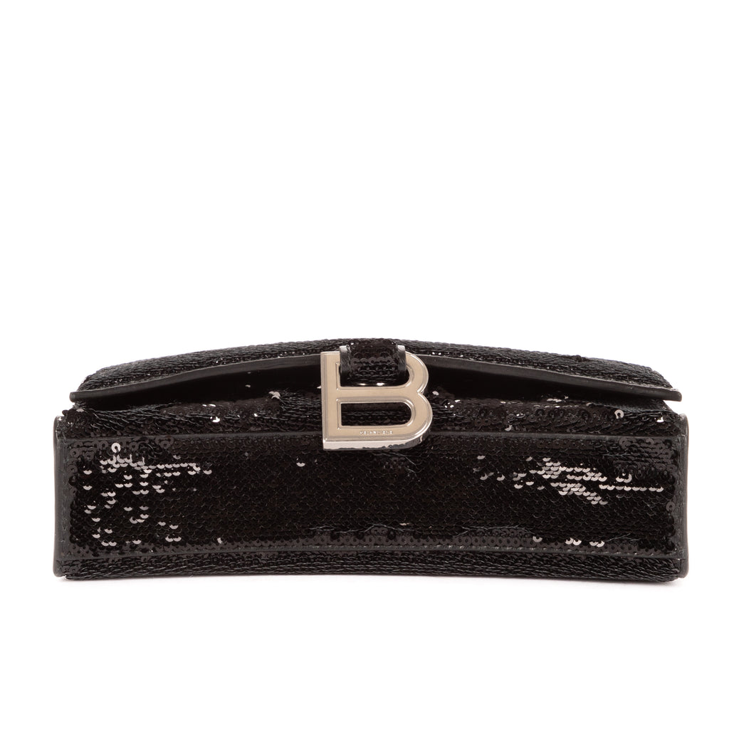 Sac porté épaule Hourglass Wallet on Chain sequins noir