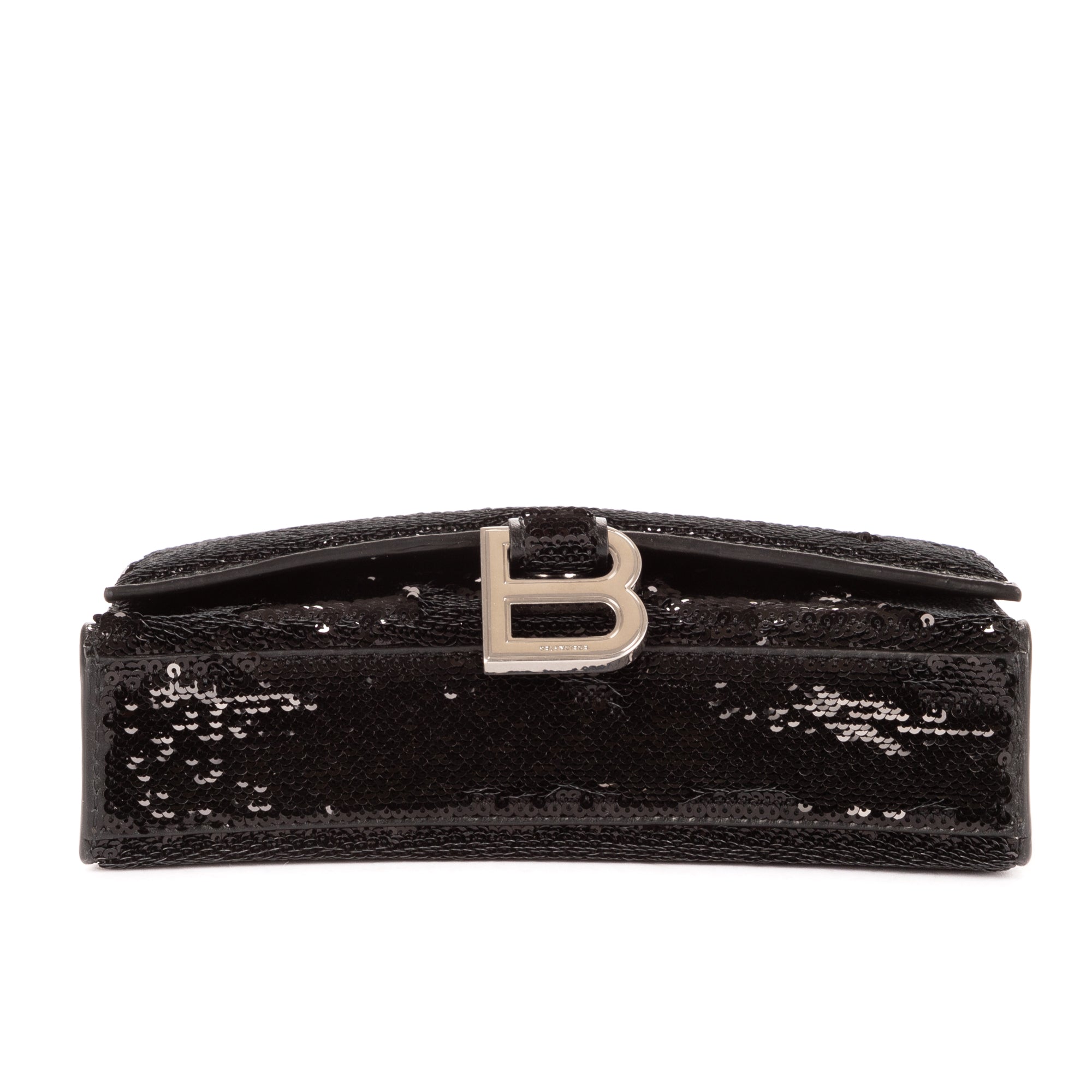 Sac porté épaule Hourglass Wallet on Chain sequins noir