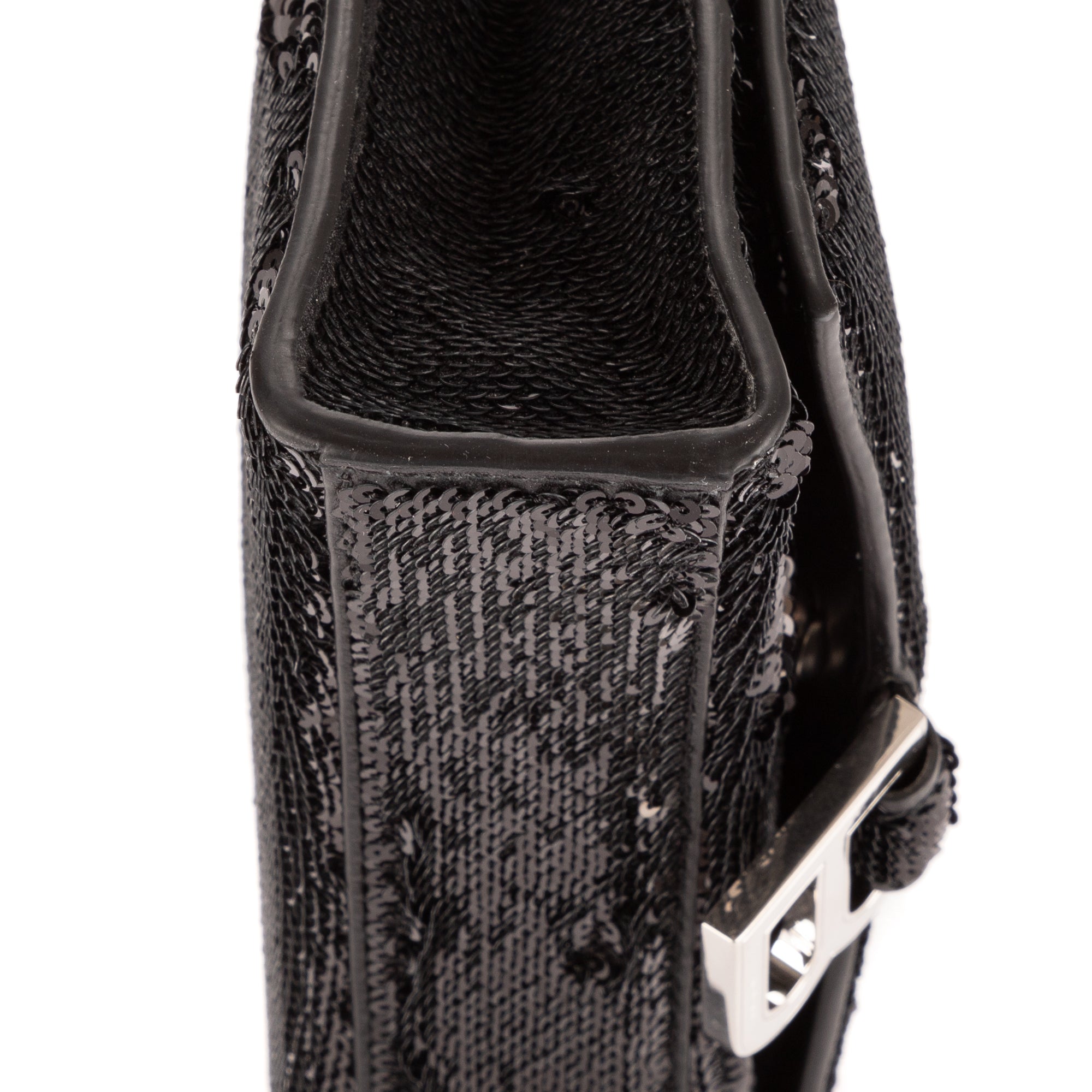 Sac porté épaule Hourglass Wallet on Chain sequins noir