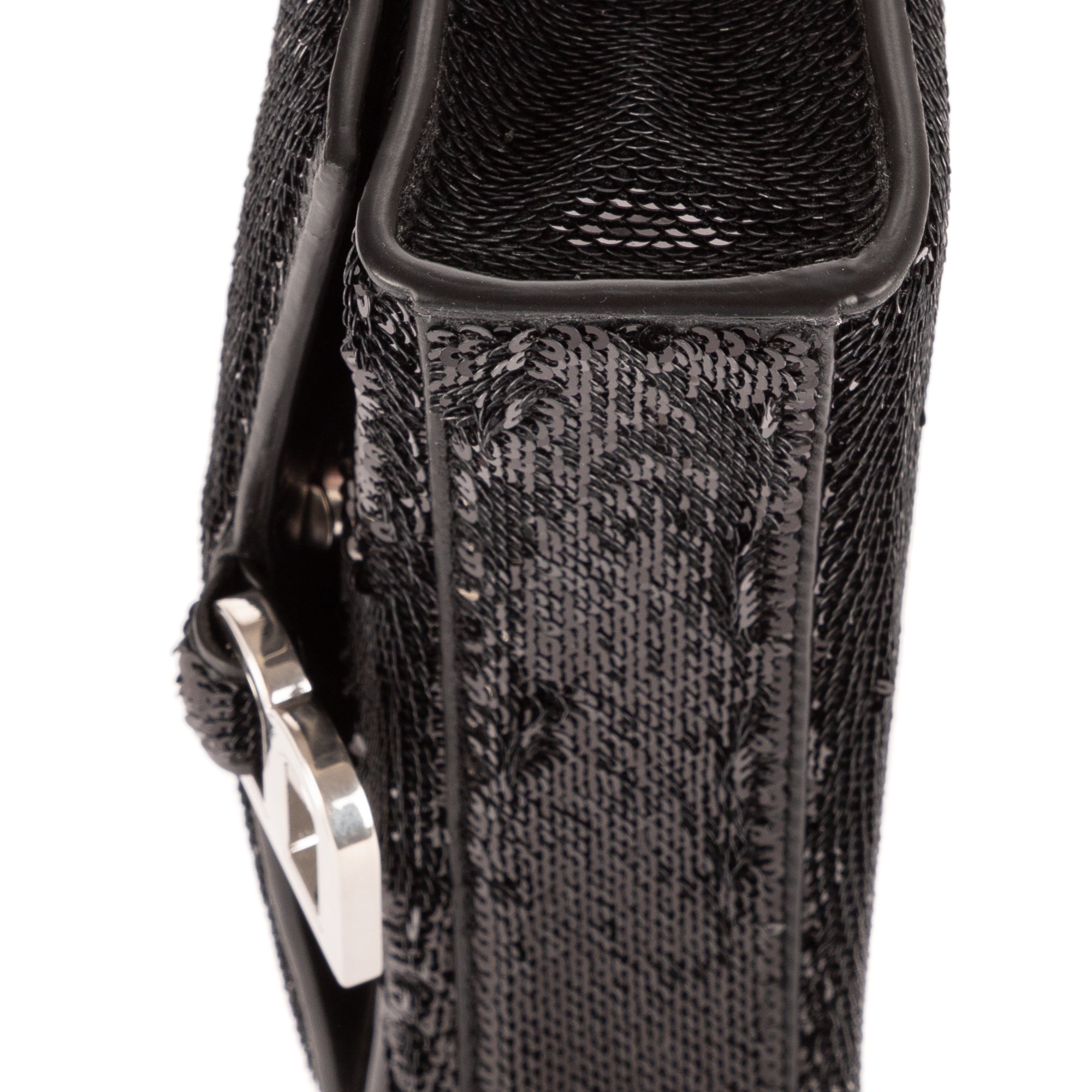 Sac porté épaule Hourglass Wallet on Chain sequins noir