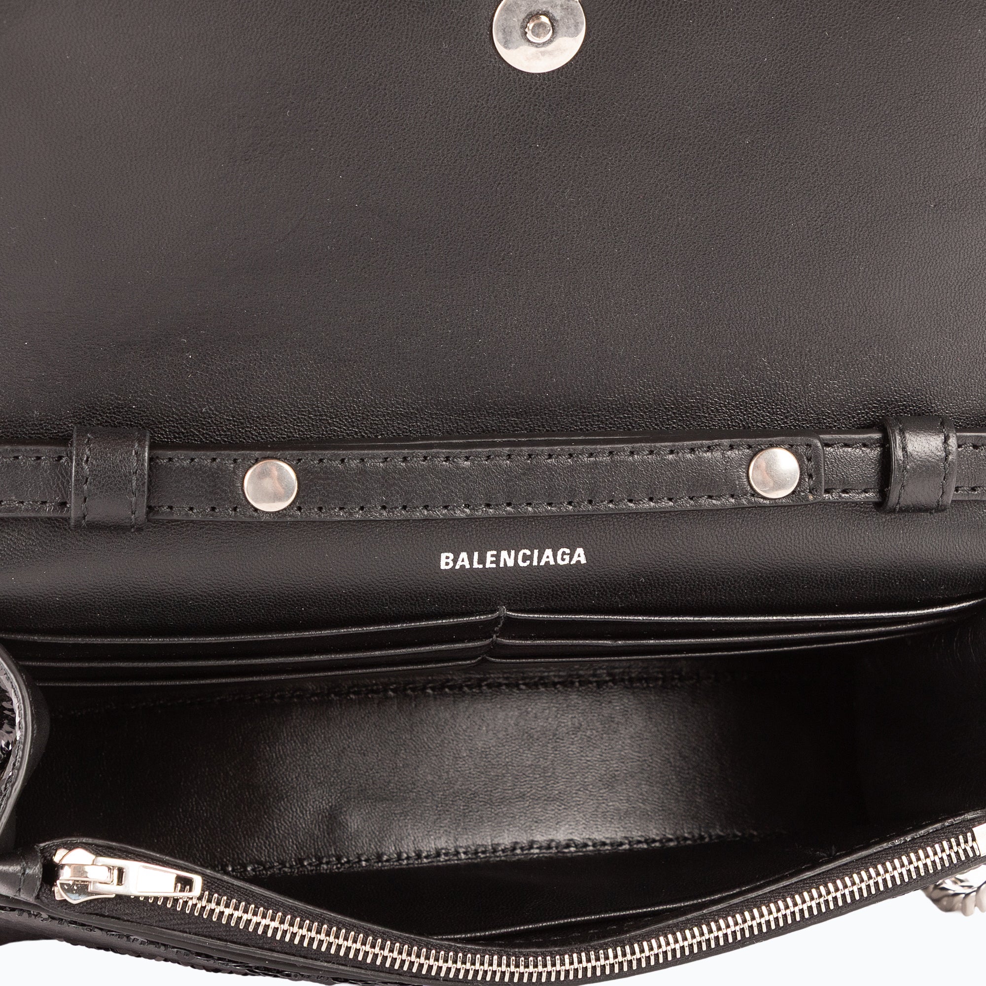 Sac porté épaule Hourglass Wallet on Chain sequins noir