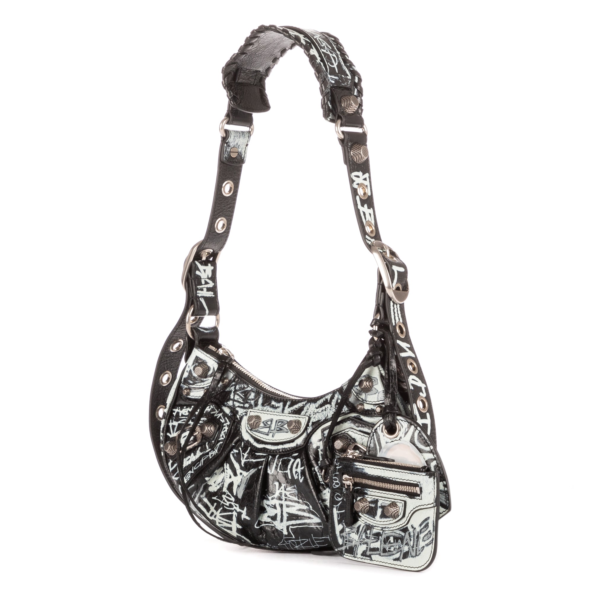 Shoulder Bag XS Le Cagole Black Grafitti Calfskin