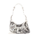 Bolso de Hombro XS Le Cagole Piel de Becerro Blanca Grafiti