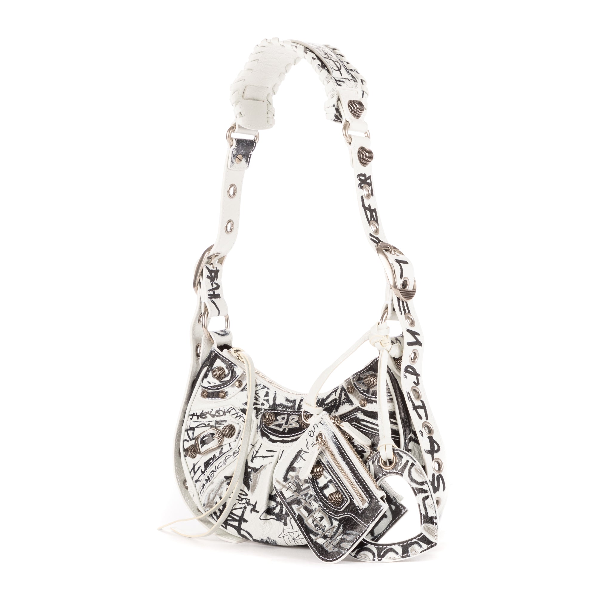 Shoulder Bag XS Le Cagole White Grafitti Calfskin