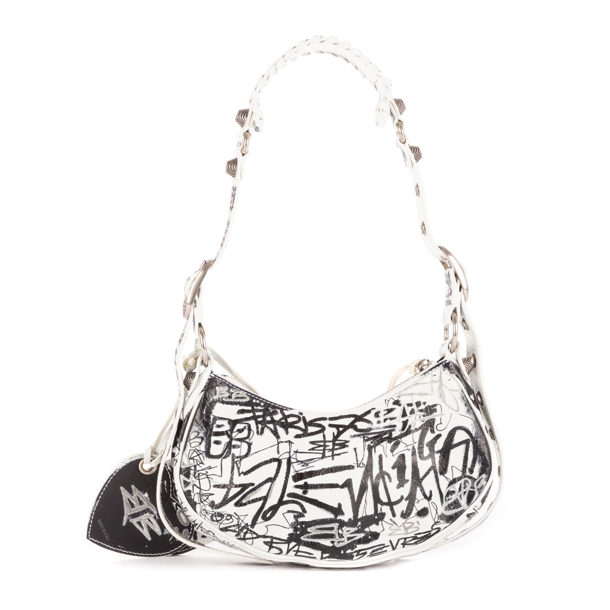 Shoulder Bag XS Le Cagole White Grafitti Calfskin