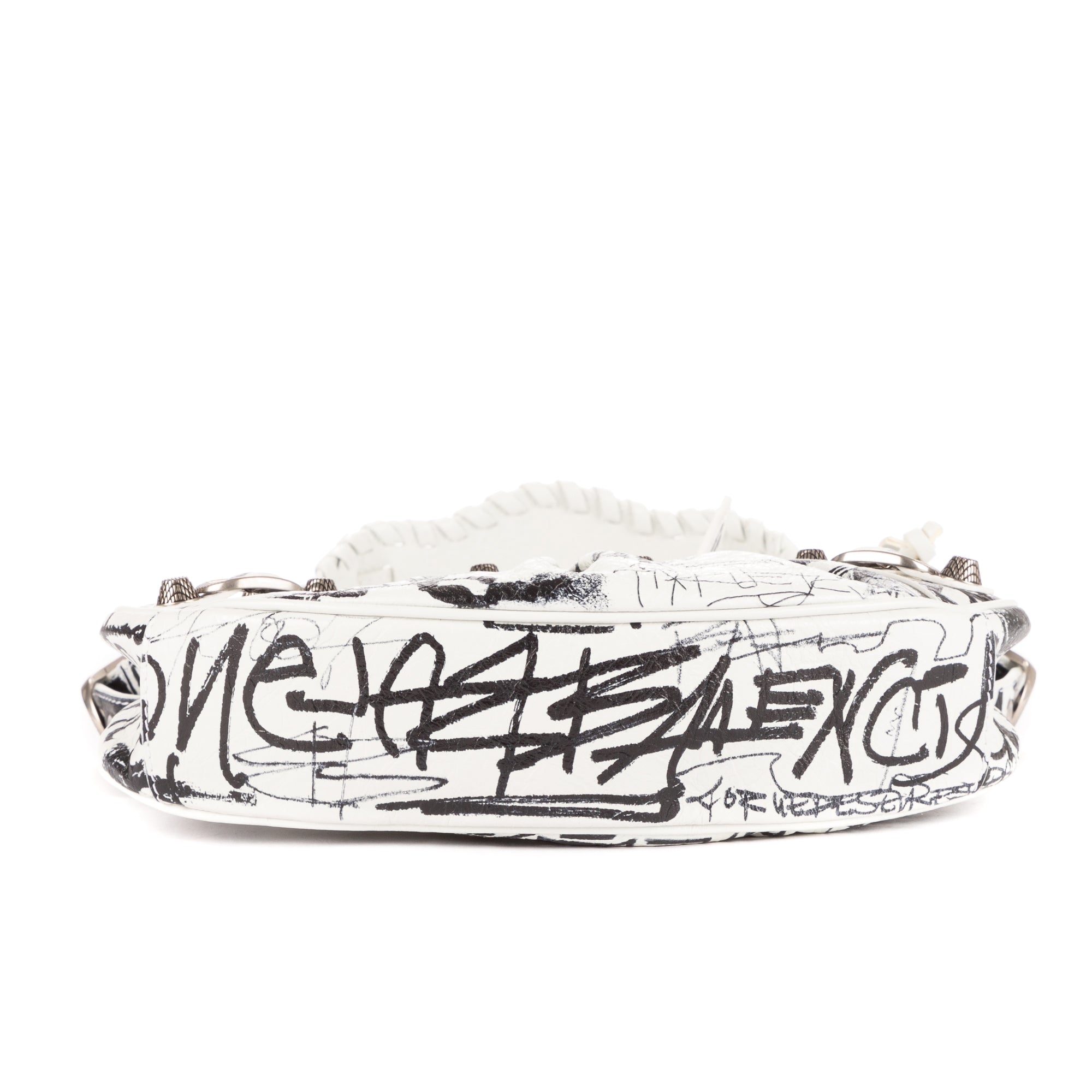 Bolso de Hombro XS Le Cagole Piel de Becerro Blanca Grafiti