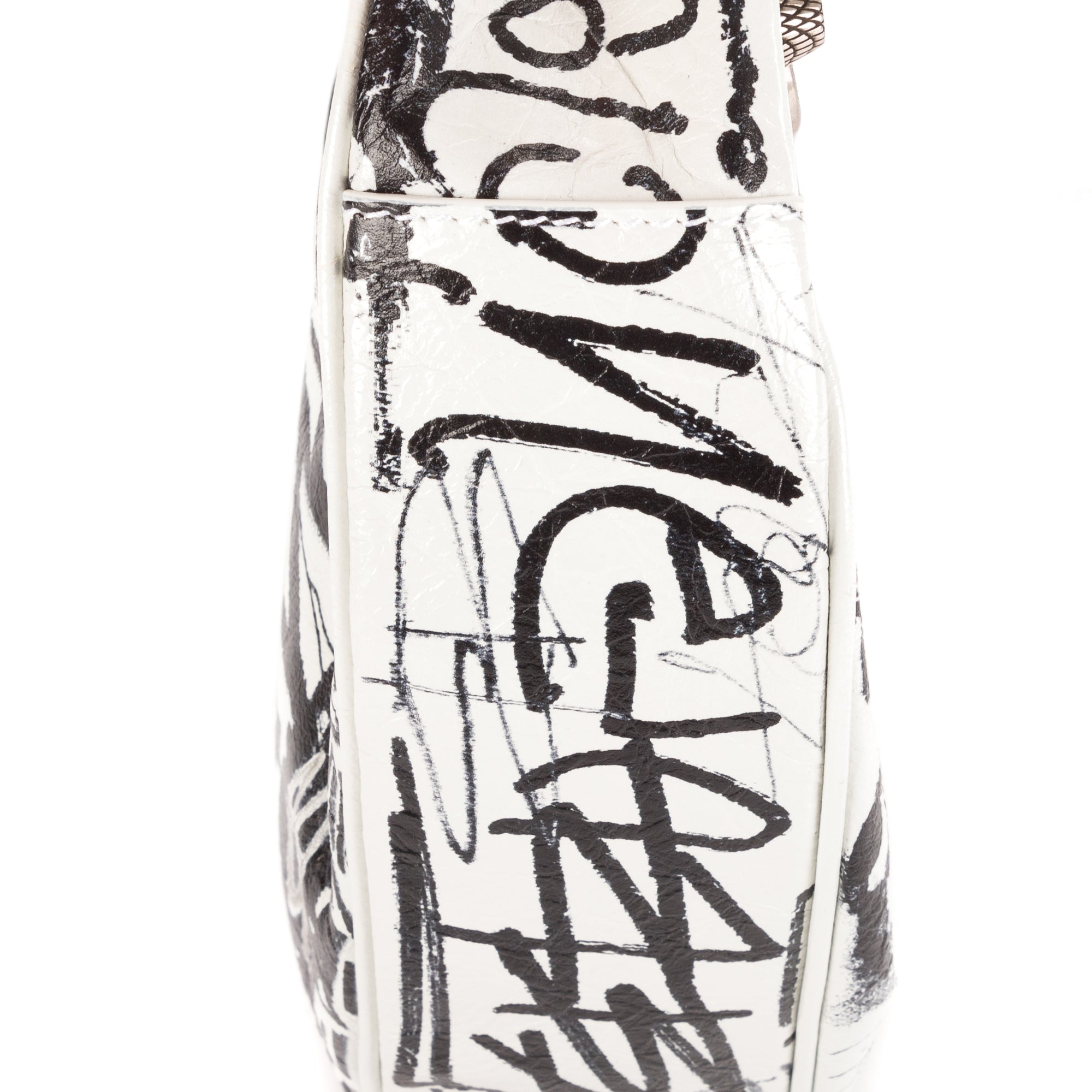 Bolso de Hombro XS Le Cagole Piel de Becerro Blanca Grafiti