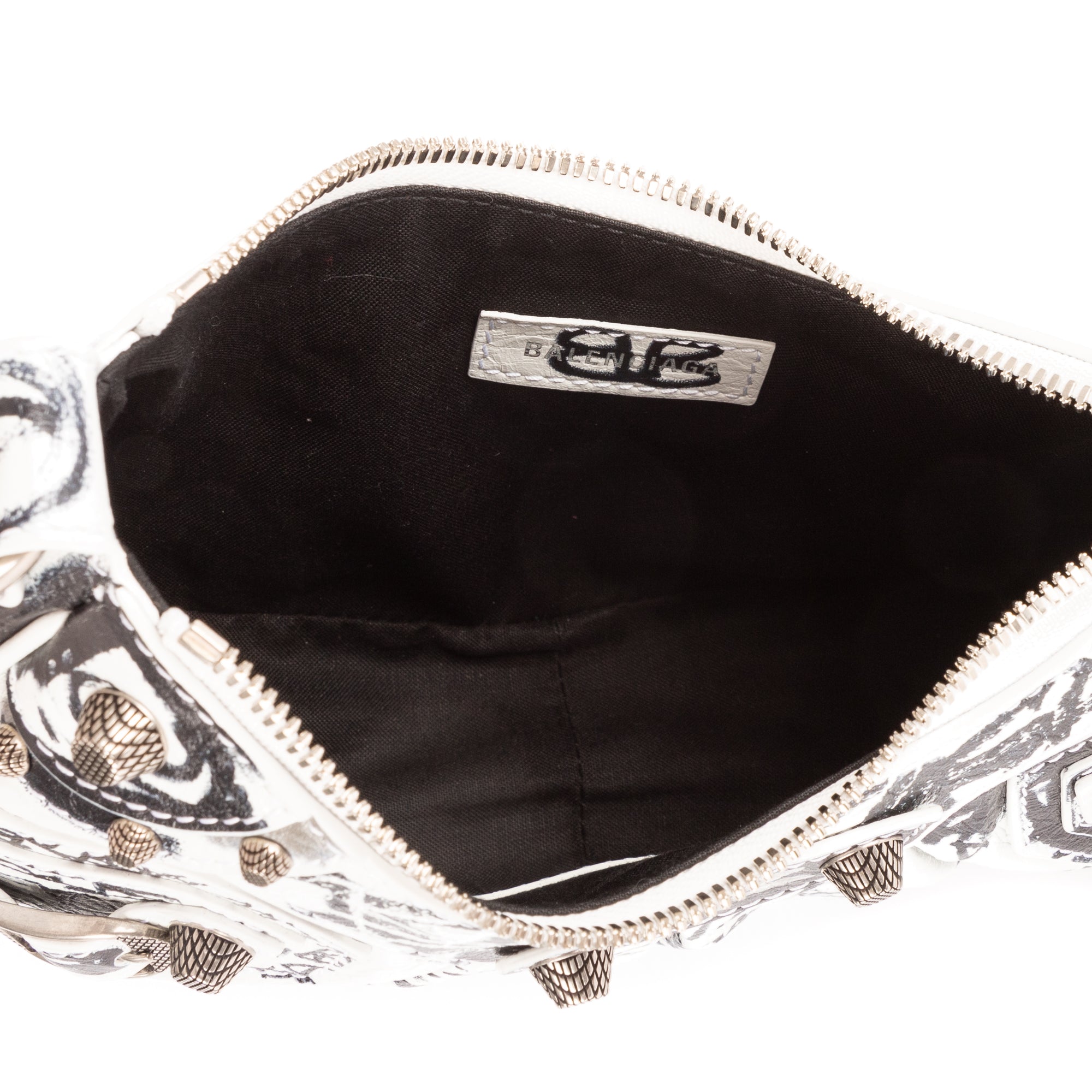 Bolso de Hombro XS Le Cagole Piel de Becerro Blanca Grafiti