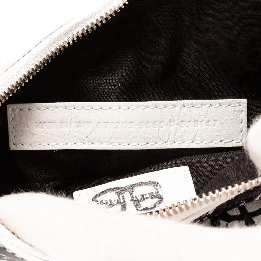 Bolso de Hombro XS Le Cagole Piel de Becerro Blanca Grafiti