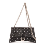 Shoulder Bag XS Crush Black Smooth Leather with Crystals