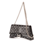 Shoulder Bag XS Crush Black Smooth Leather with Crystals