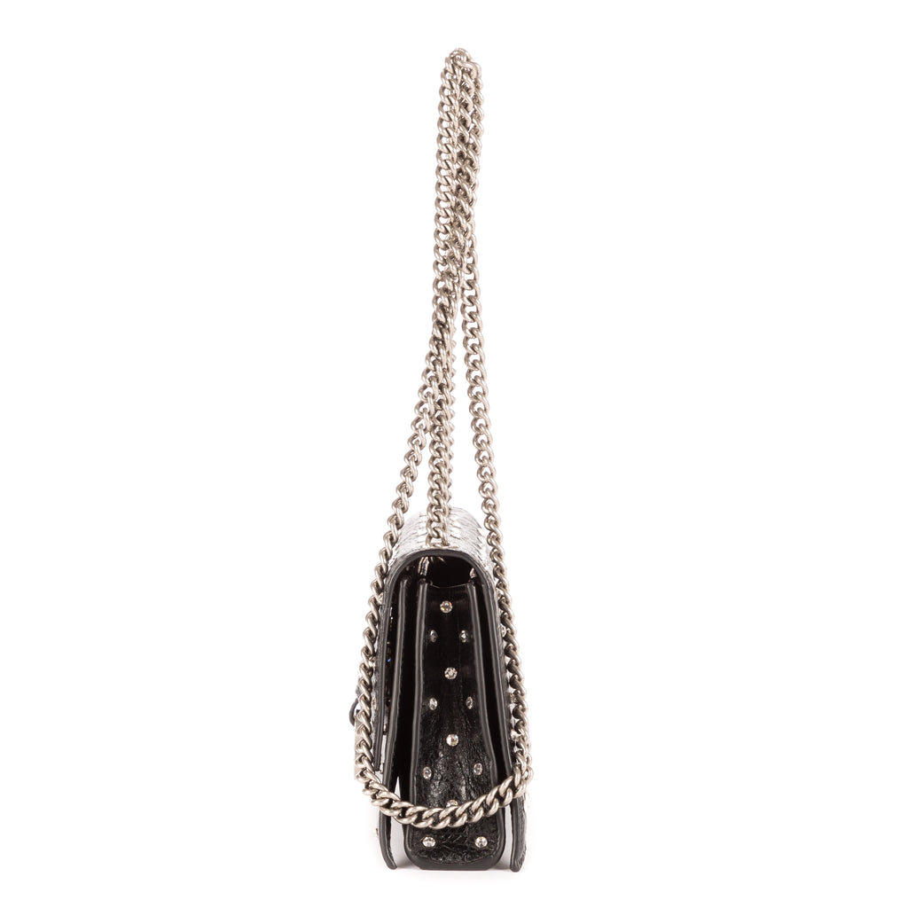 Shoulder Bag XS Crush Black Smooth Leather with Crystals