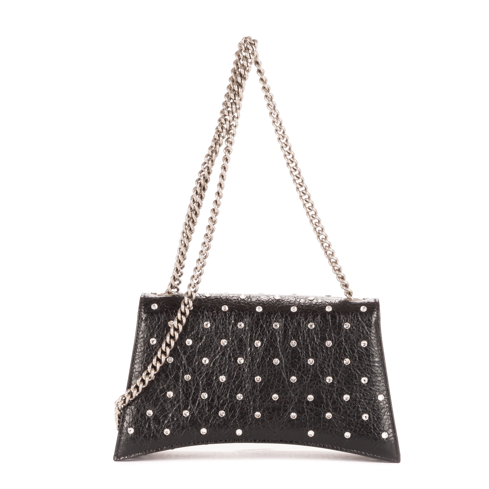 Shoulder Bag XS Crush Black Smooth Leather with Crystals