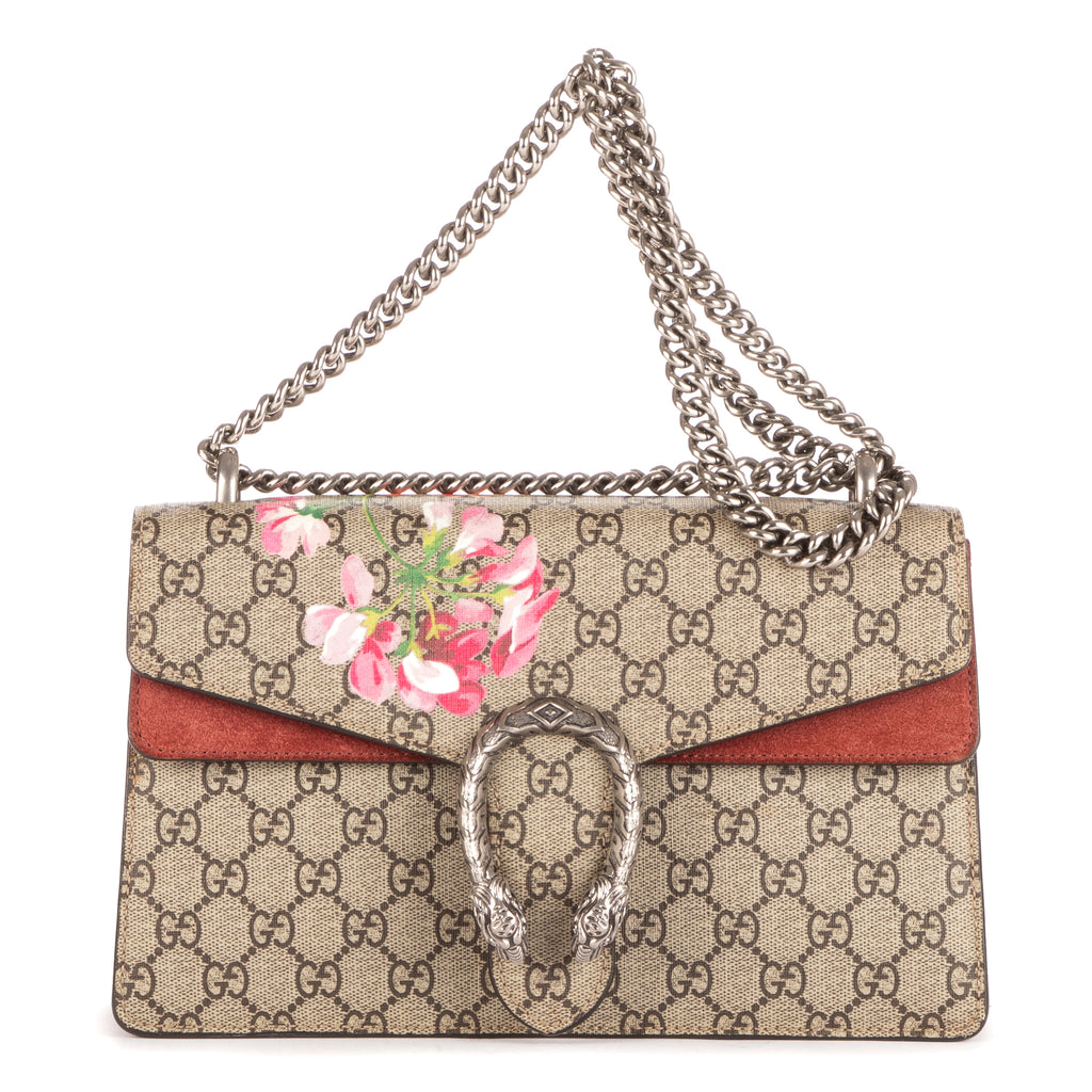 Bolso de Hombro Small Blooms Dionysus Beige Lona Coated Supreme/Piel de Ante