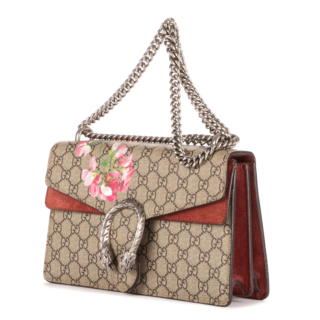 Bolso de Hombro Small Blooms Dionysus Beige Lona Coated Supreme/Piel de Ante