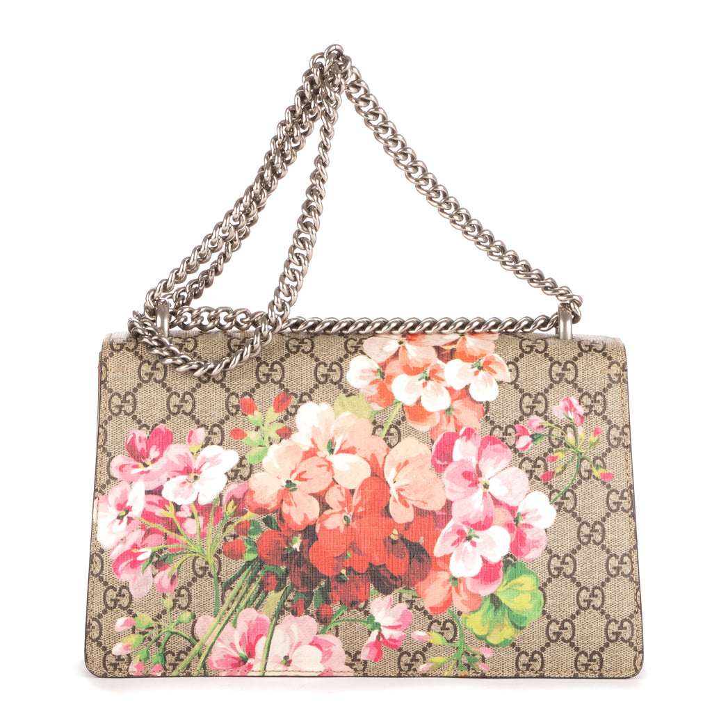 Bolso de Hombro Small Blooms Dionysus Beige Lona Coated Supreme/Piel de Ante