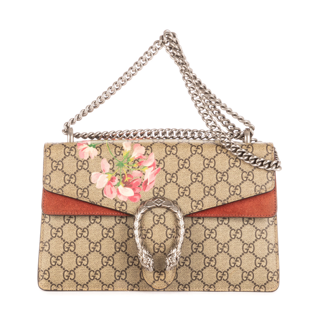 Shoulder Bag Small Blooms Dionysus Beige Supreme Blooms Coated Canvas/Suede Leather