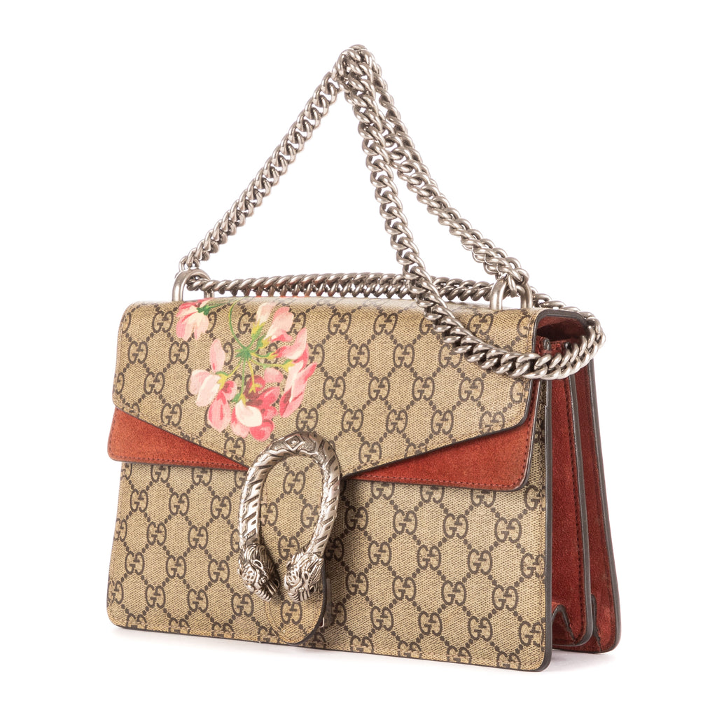 Shoulder Bag Small Blooms Dionysus Beige Supreme Blooms Coated Canvas/Suede Leather