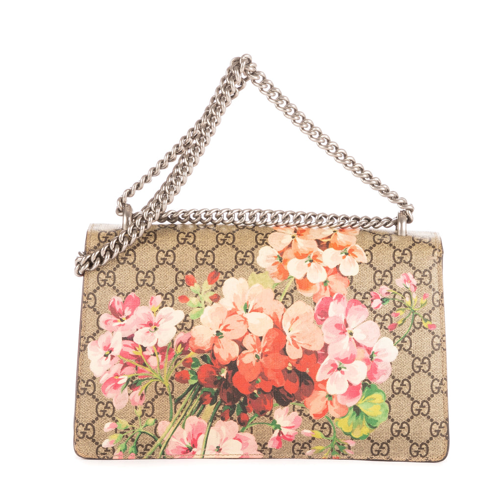 Shoulder Bag Small Blooms Dionysus Beige Supreme Blooms Coated Canvas/Suede Leather