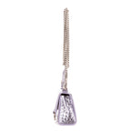 Shoulder Bag Mini Hourglass Crossbody Pouch Metallic Lilac Calfskin Shiny Crocodile Embossed Imitation Leather