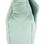 Bolso de Hombro Classic 19 Flap Azul Petróleo Piel de Cordero Grande Acolchada